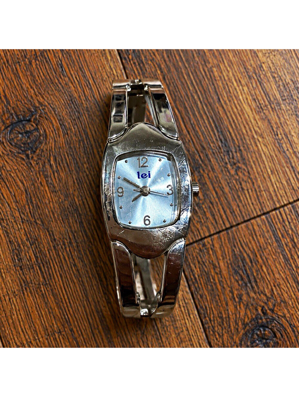 LEI Women’s Silver Tone Bangle Watch Blue Dial Quartz Y2K Style